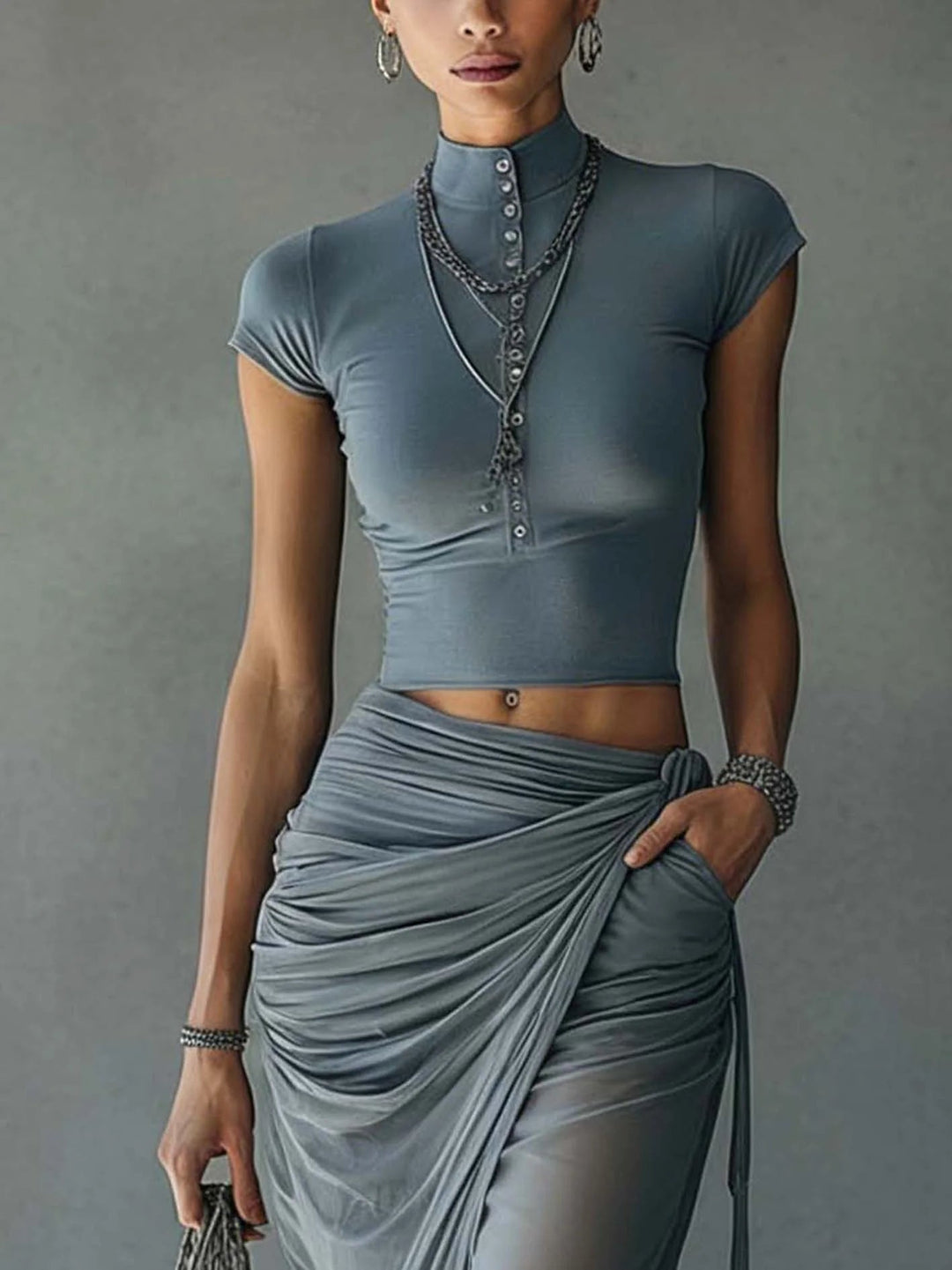 Marena | Complete Set with Draped Mesh Skirt