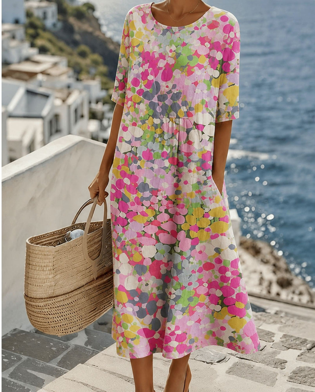 Chérie | Midi floral dress, loose and lightweight