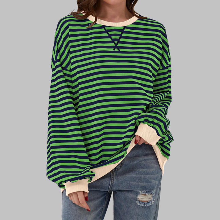 Velmarique | Striped Long Sleeve Sweatshirt with Round Neck