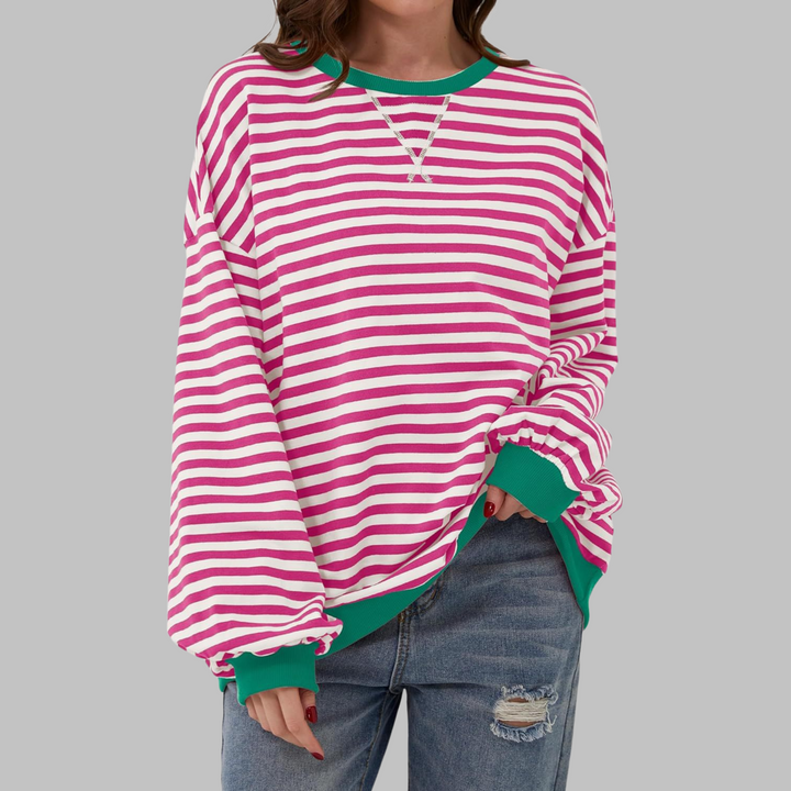 Velmarique | Striped Long Sleeve Sweatshirt with Round Neck