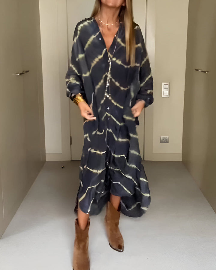 Aurélie™ | Chic Bohemian Maxi Dress with Striped Patterns