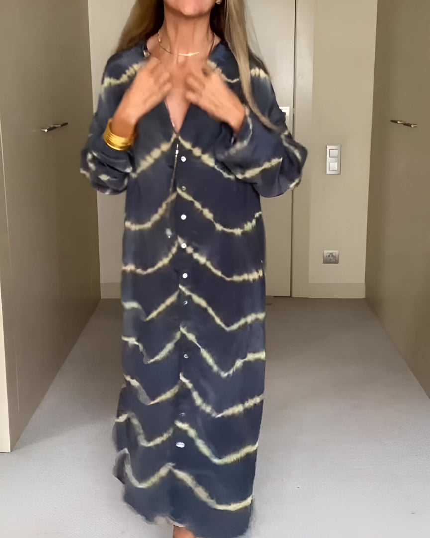 Aurélie™ | Chic Bohemian Maxi Dress with Striped Patterns