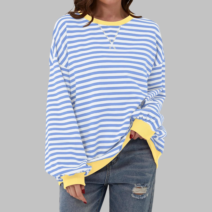 Velmarique | Striped Long Sleeve Sweatshirt with Round Neck