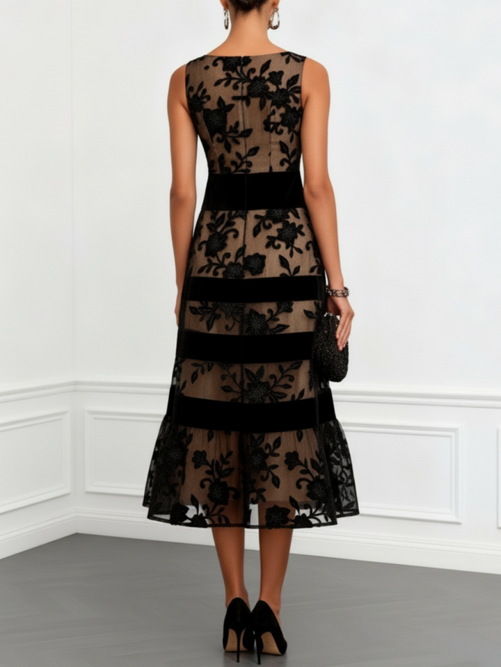 Maryna | Midi Dress in Floral Mesh