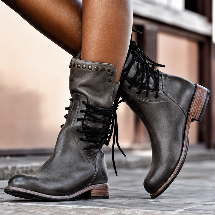 Nova | Fleece-Lined Cross-Tied Biker Boots