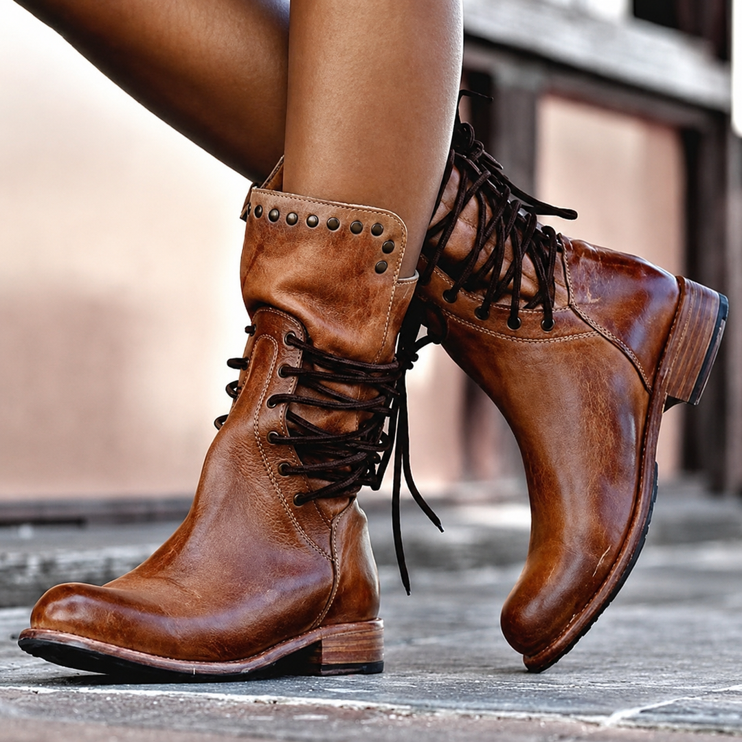 Nova | Fleece-Lined Cross-Tied Biker Boots