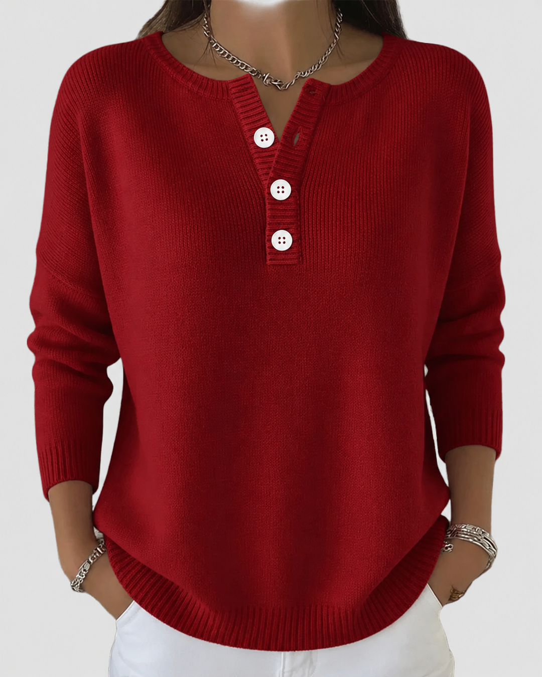 Bronwen | Women's Long Sleeve Henley Sweater