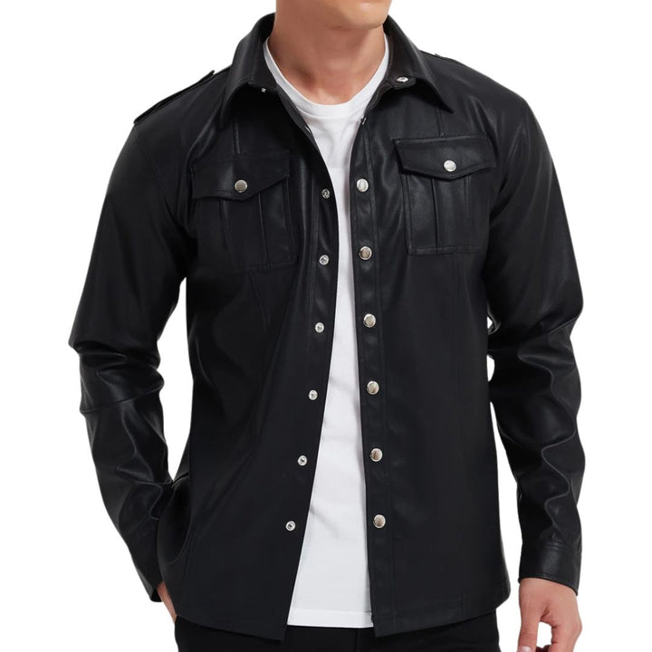 Velmarique™ | Leather Long Sleeve Shirt