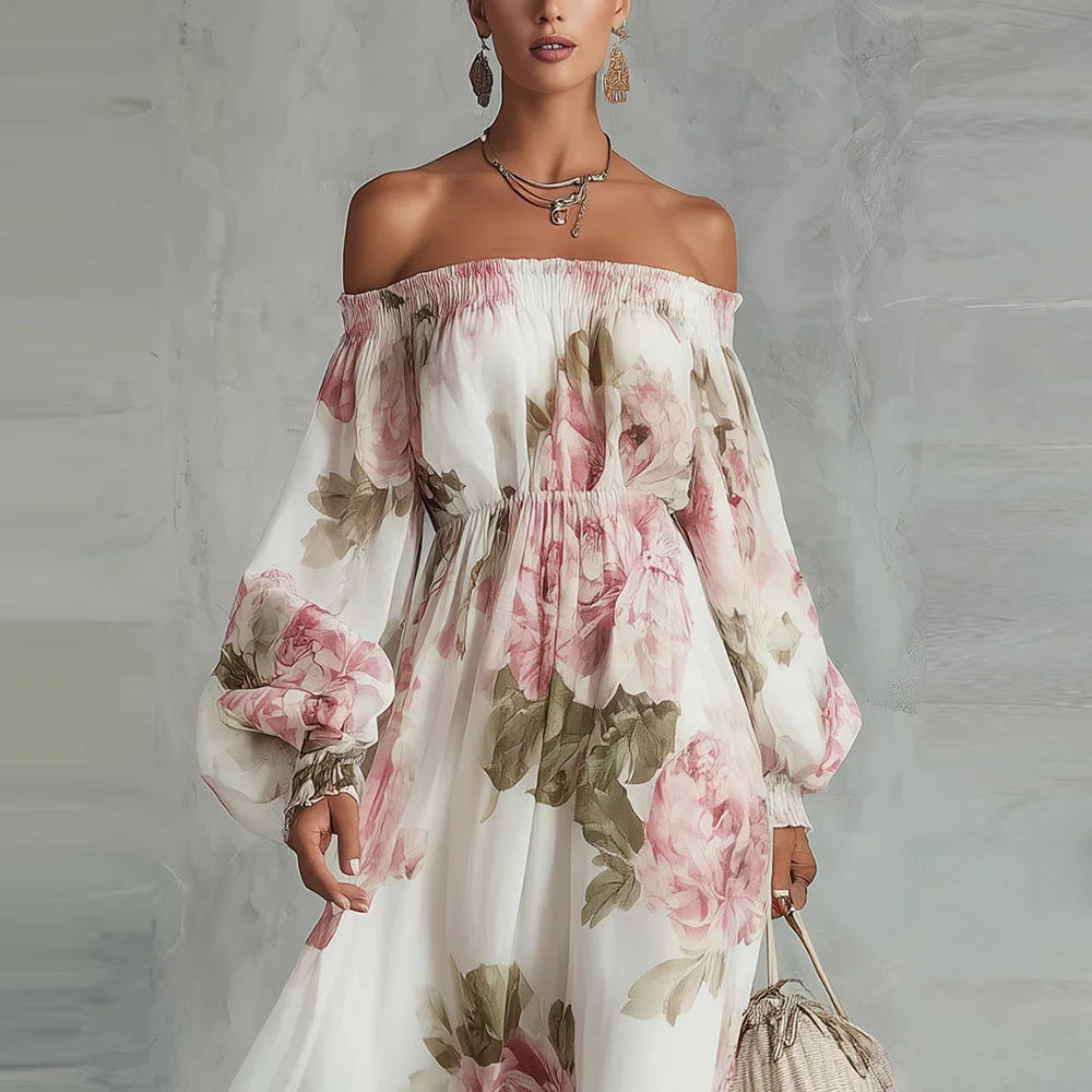 Peony | Maxi Dress with Off-the-Shoulder Design