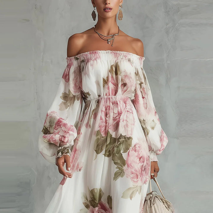 Peony | Maxi Dress with Off-the-Shoulder Design