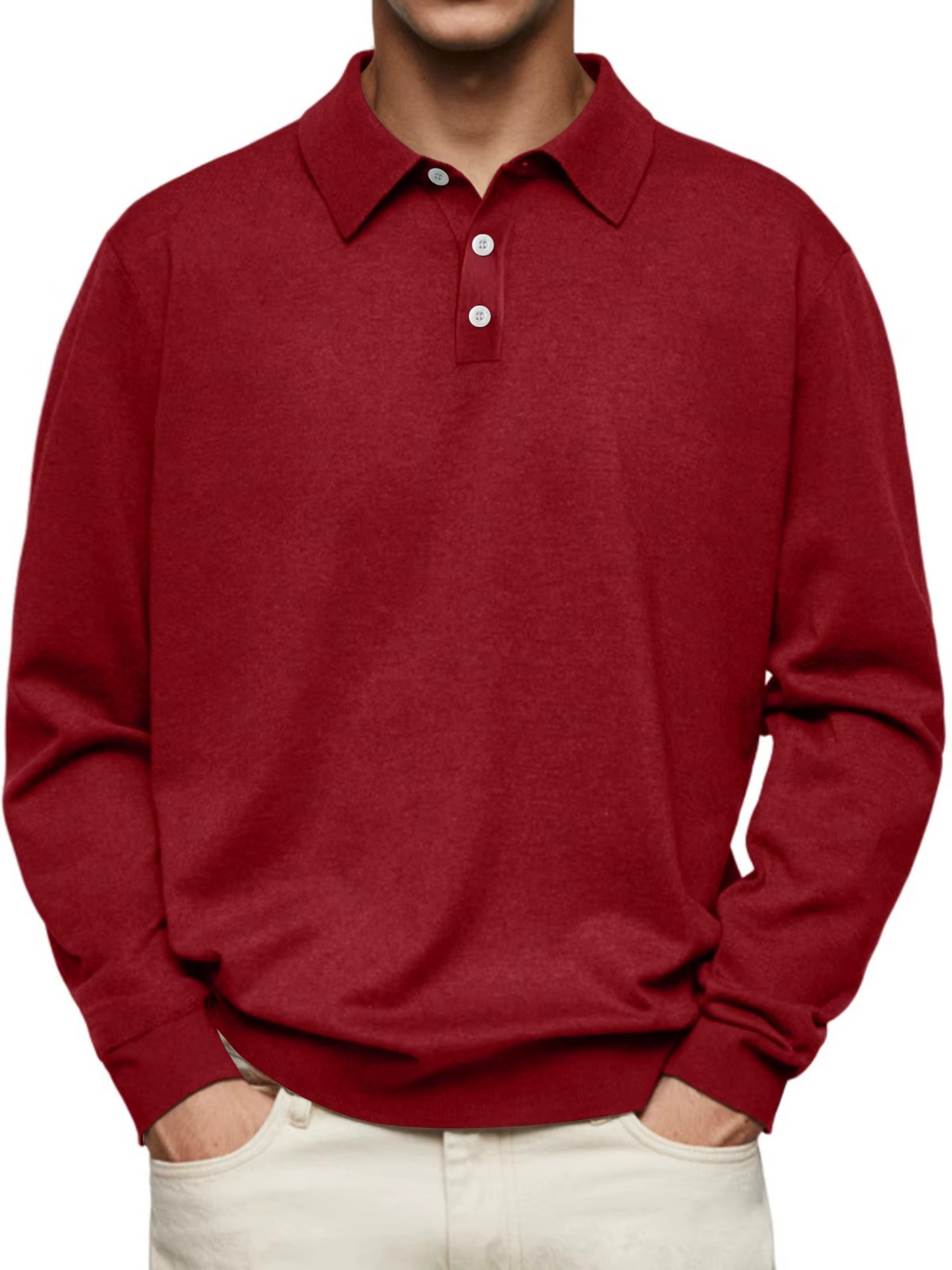 Lucas | Patterned Collar Long Sleeve Polo