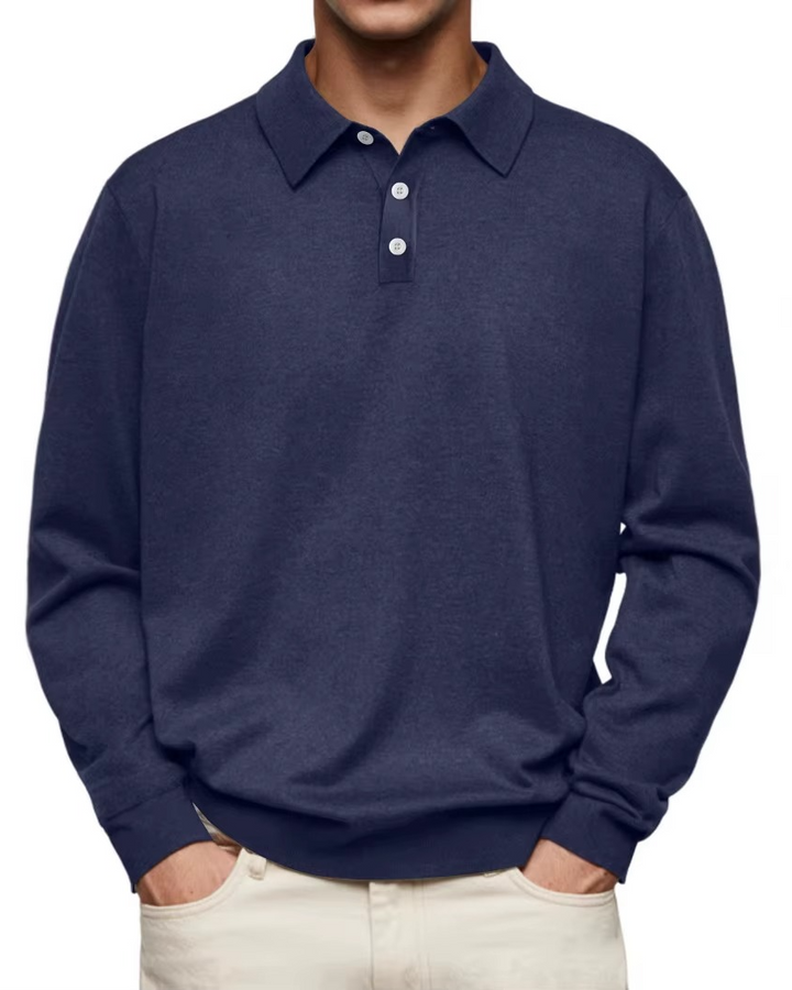 Lucas | Patterned Collar Long Sleeve Polo