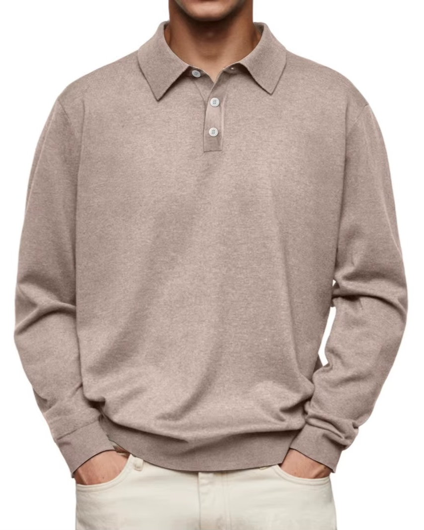 Lucas | Patterned Collar Long Sleeve Polo