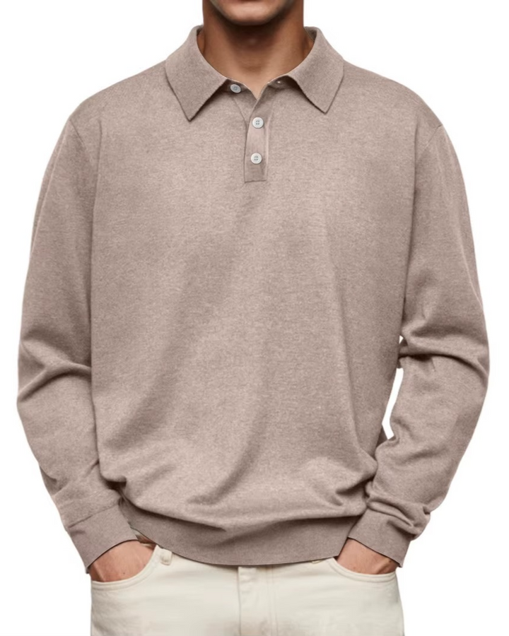 Lucas | Patterned Collar Long Sleeve Polo