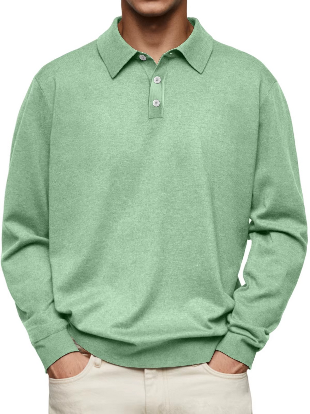 Lucas | Patterned Collar Long Sleeve Polo