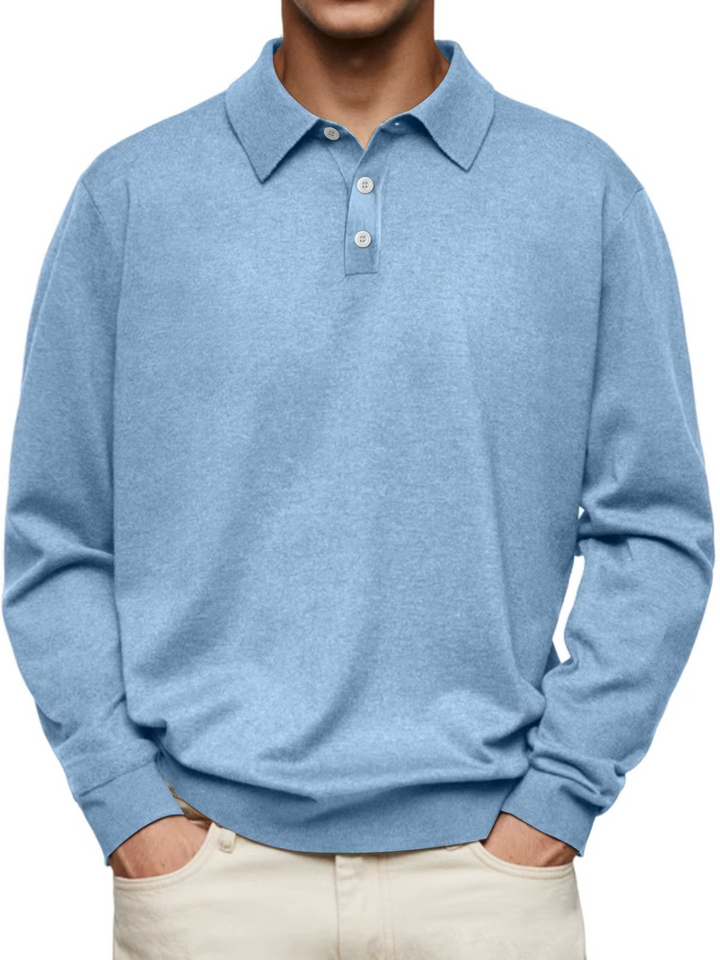 Lucas | Patterned Collar Long Sleeve Polo
