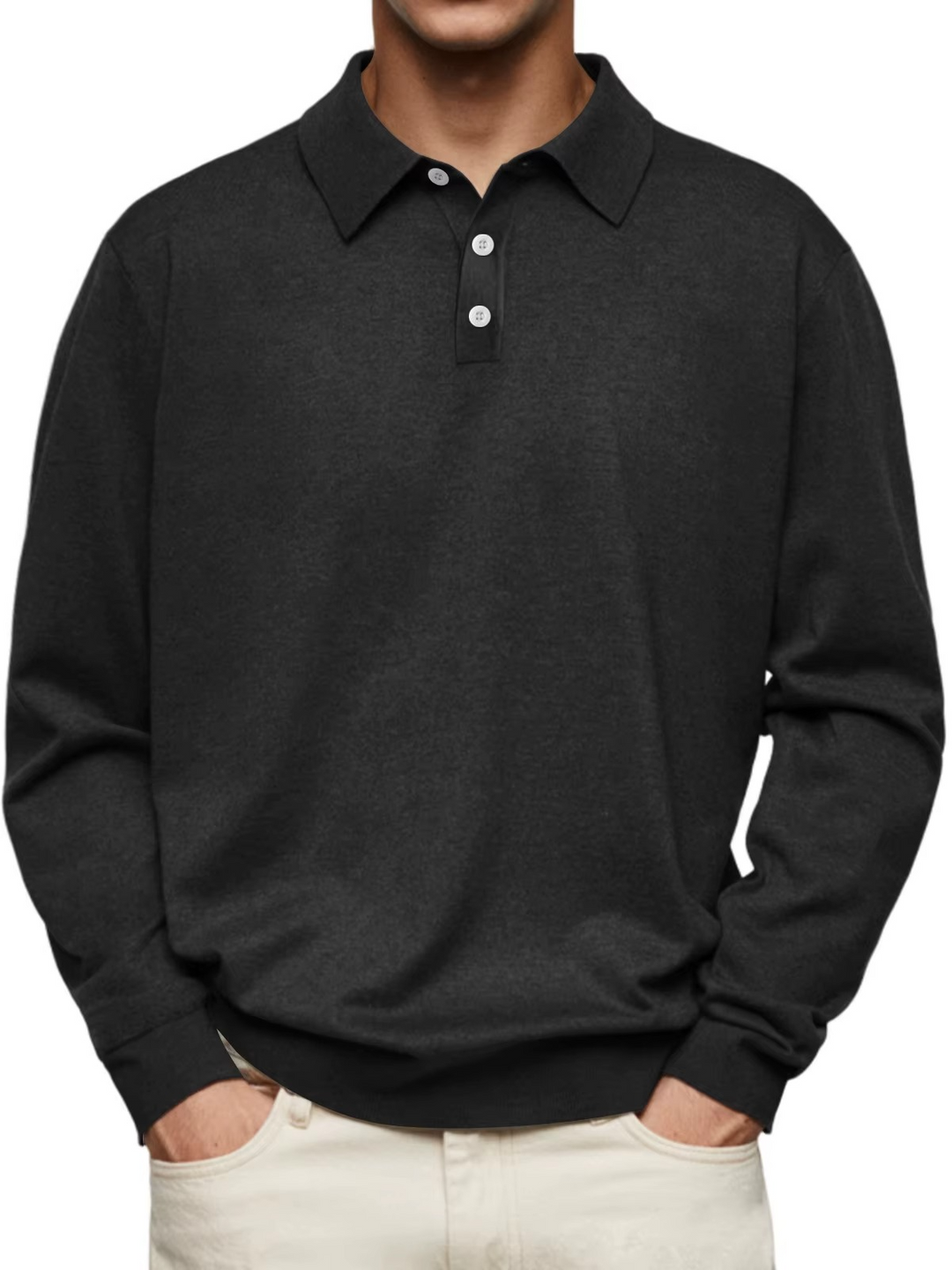 Lucas | Patterned Collar Long Sleeve Polo
