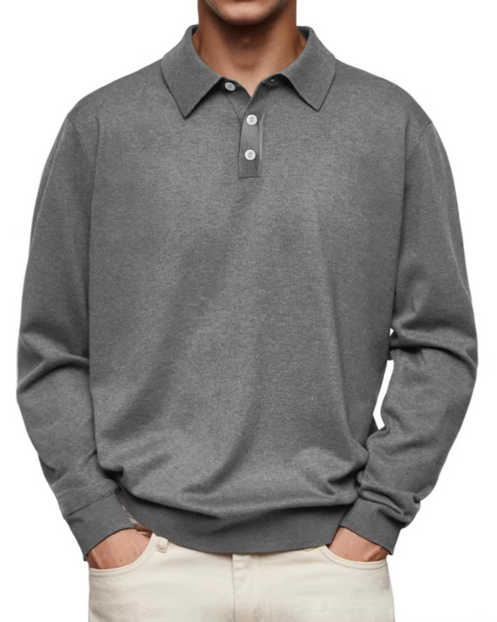 Lucas | Patterned Collar Long Sleeve Polo