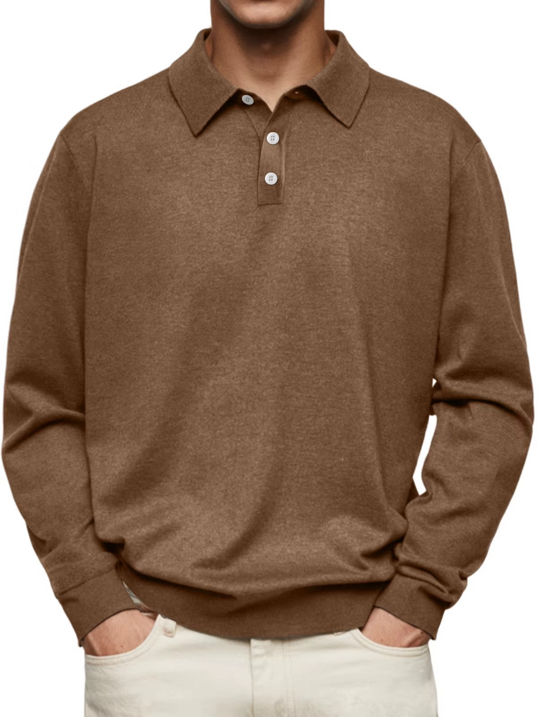 Lucas | Patterned Collar Long Sleeve Polo