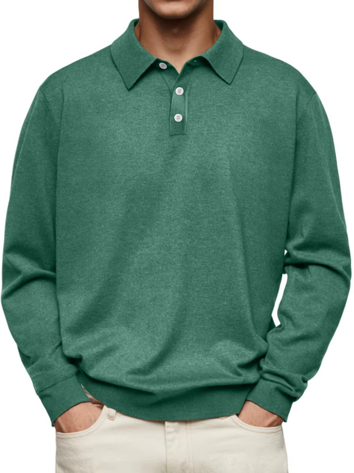 Lucas | Patterned Collar Long Sleeve Polo