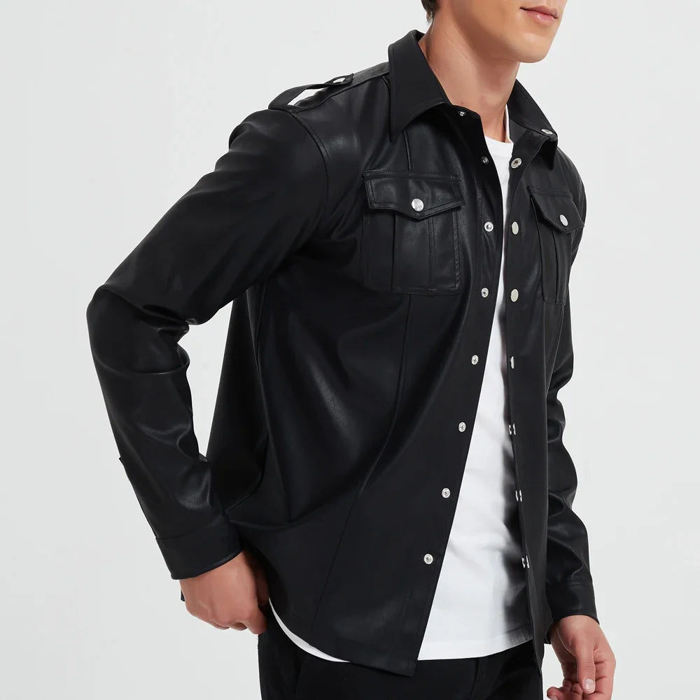 Velmarique™ | Leather Long Sleeve Shirt