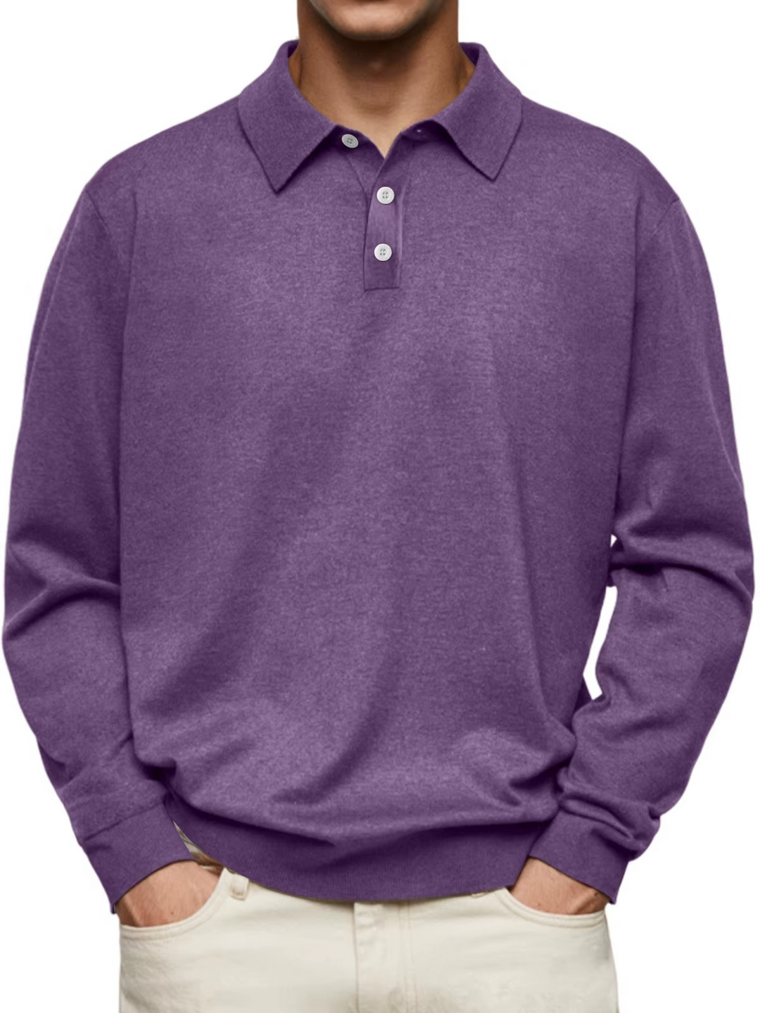 Lucas | Patterned Collar Long Sleeve Polo