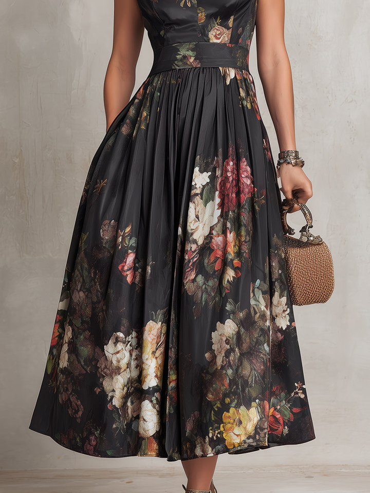 Berry | Midi Pleated Dress with Collar