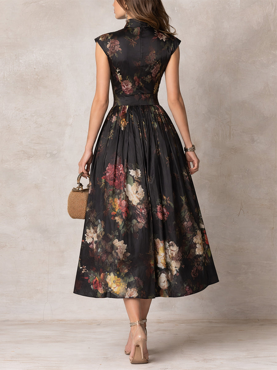 Berry | Midi Pleated Dress with Collar