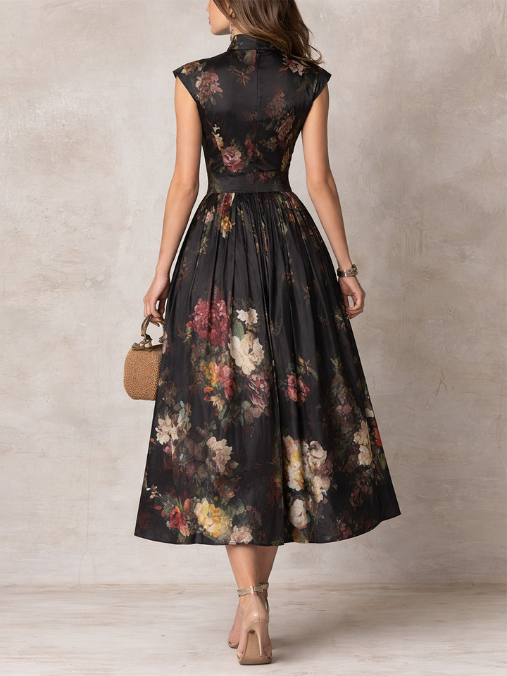 Berry | Midi Pleated Dress with Collar