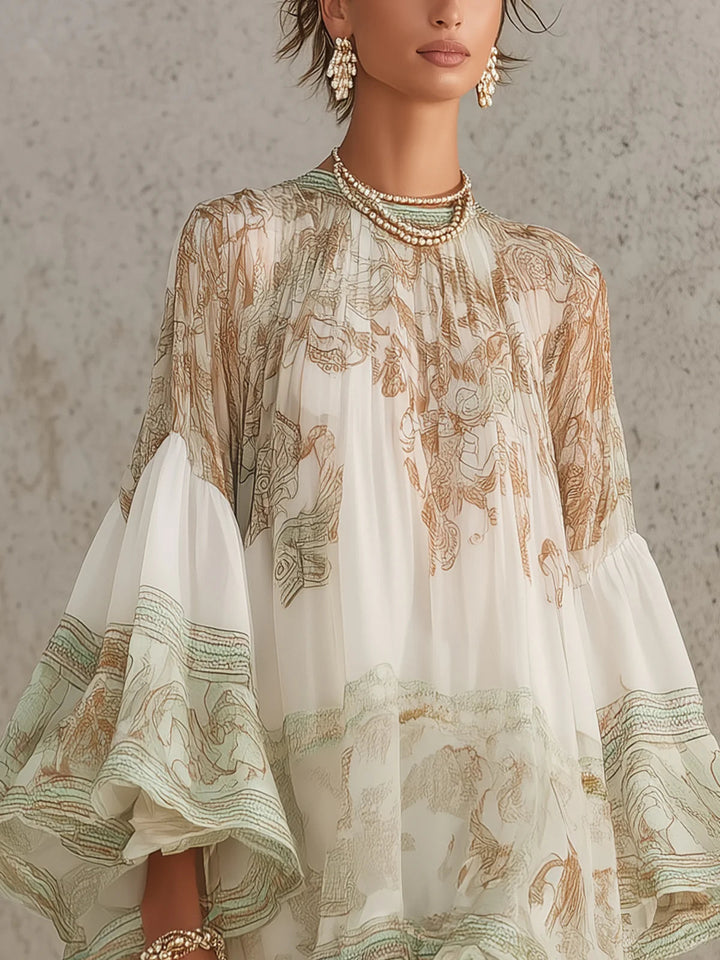 Rosalia | Mini Dress with Ruffles in Green Stripes