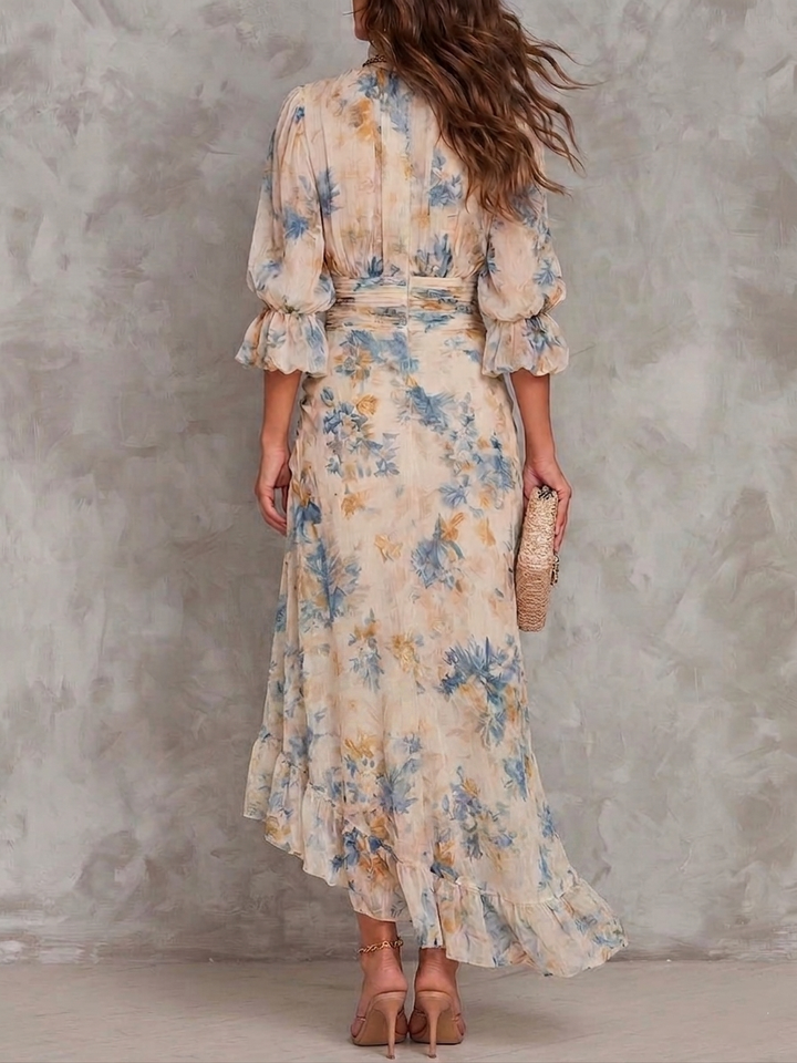 Alira | Irregular Maxi Dress in Floral Pattern