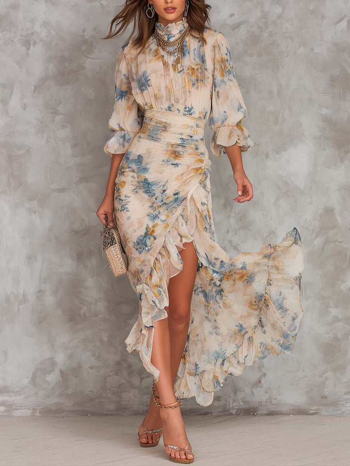Alira | Irregular Maxi Dress in Floral Pattern