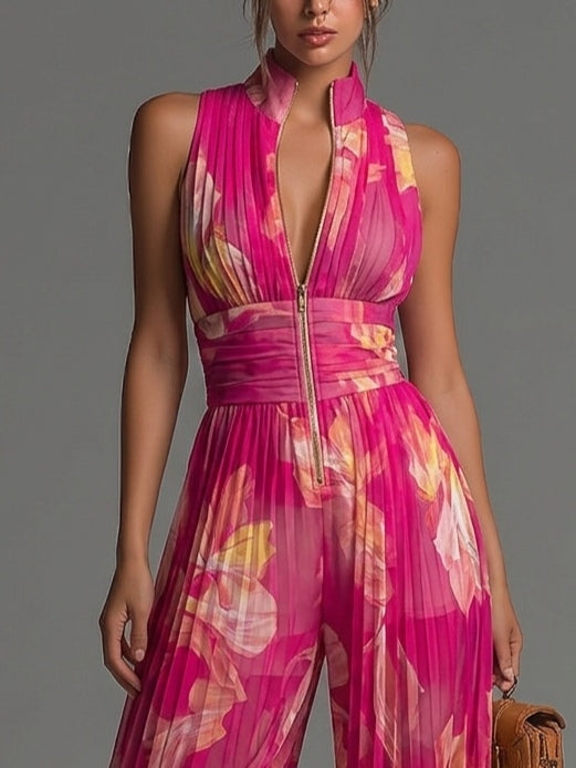 Serina | Pleated Jumpsuit with Floral Print