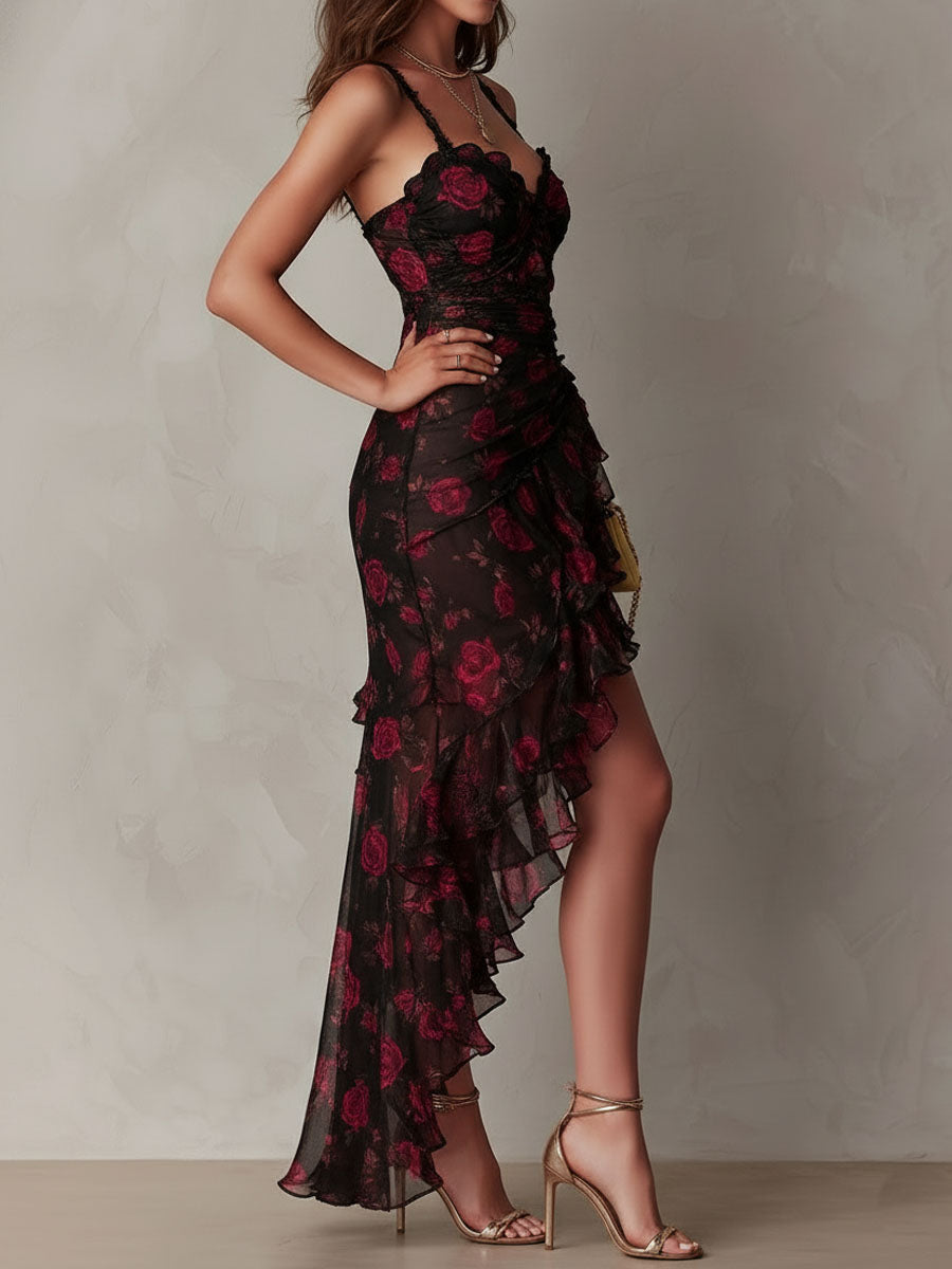 Wiola | Dress with Ruffled Flowers and Ruffles