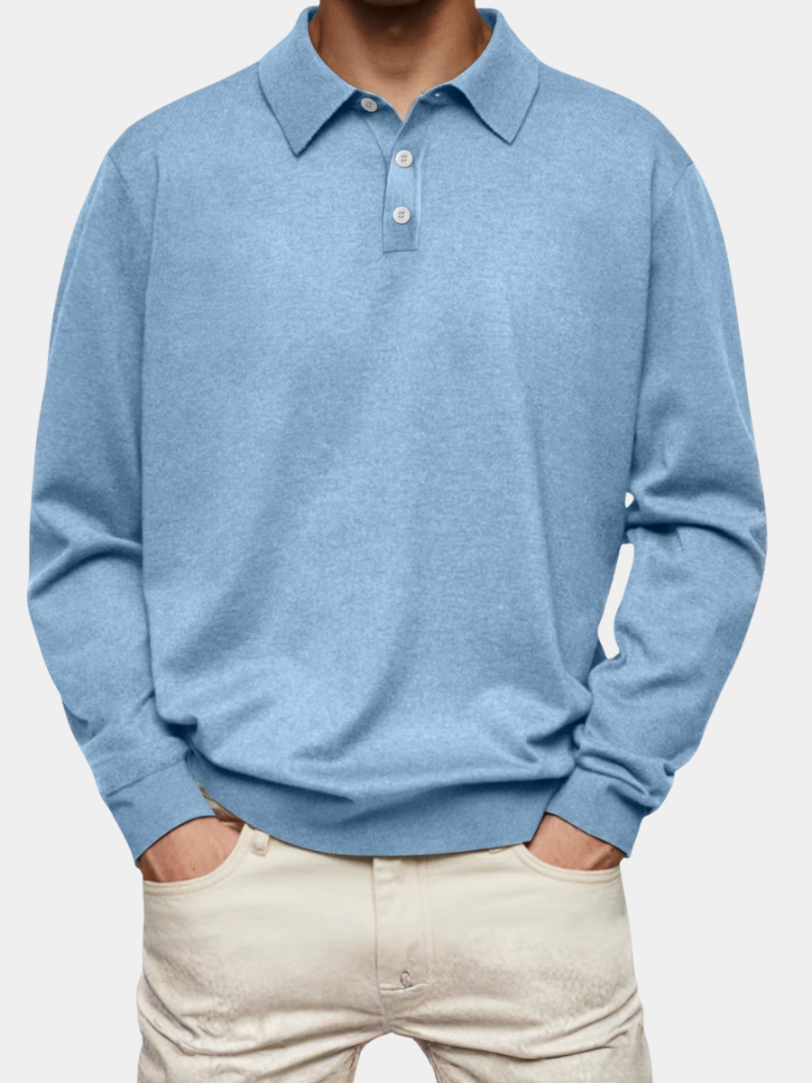 Lucas | Patterned Collar Long Sleeve Polo