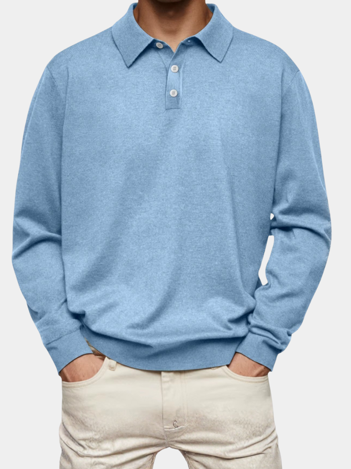 Lucas | Patterned Collar Long Sleeve Polo