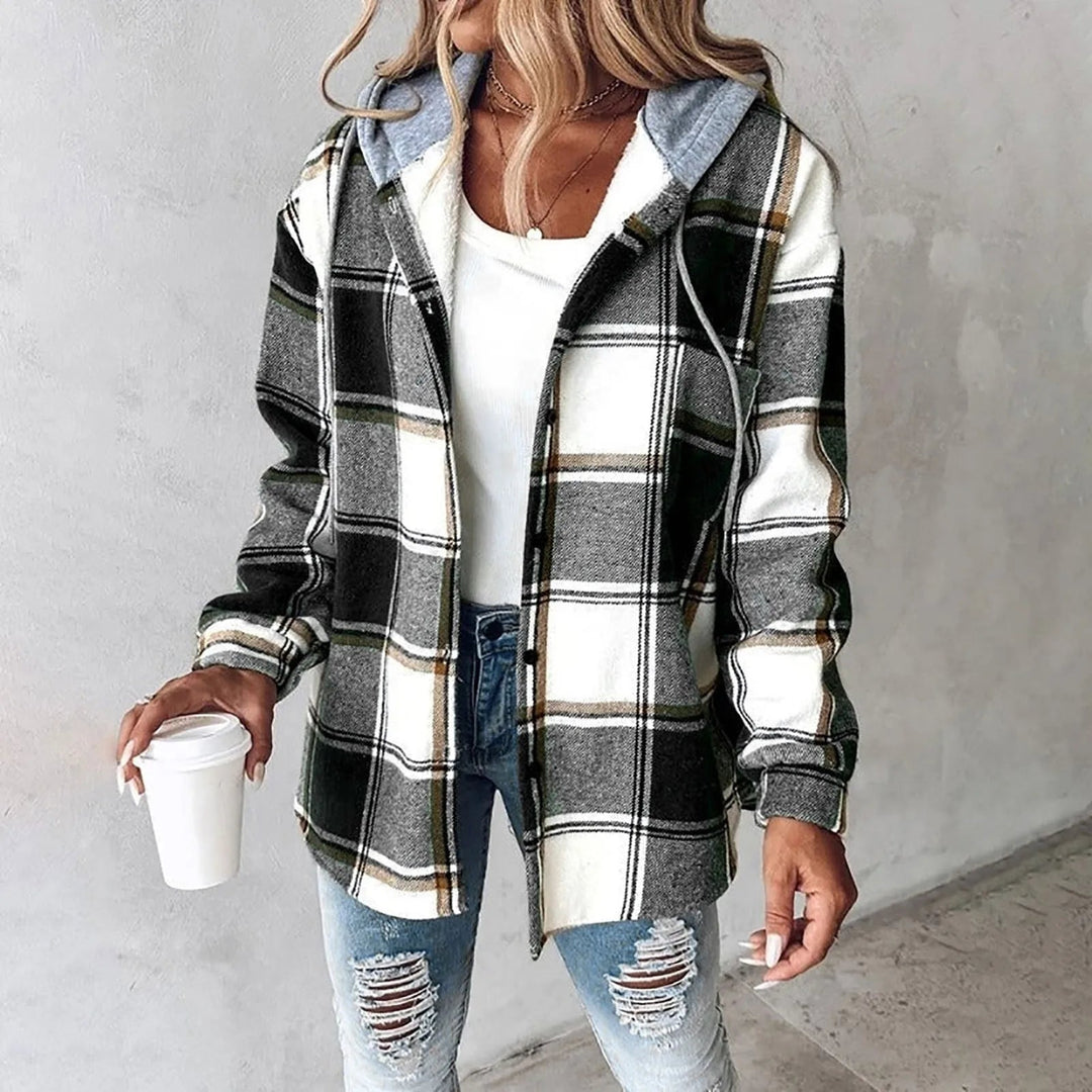 Artemisia | Women's Plaid Hooded Long Cardigan