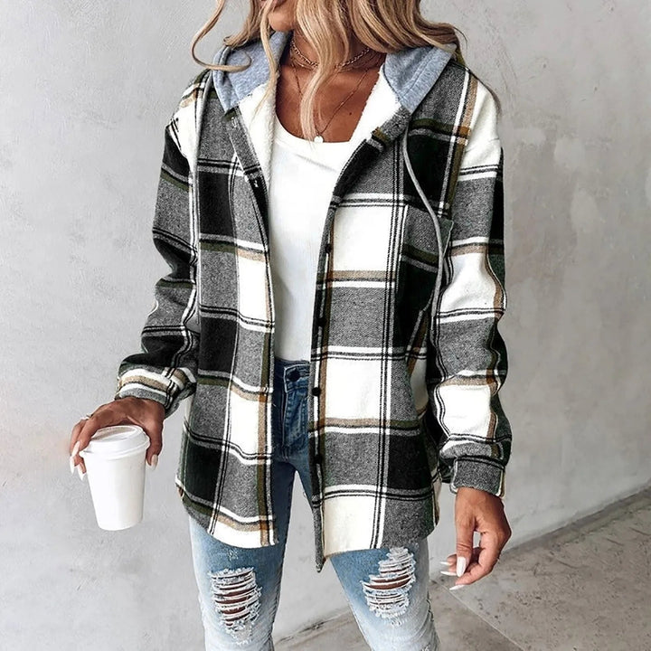 Artemisia | Women's Plaid Hooded Long Cardigan