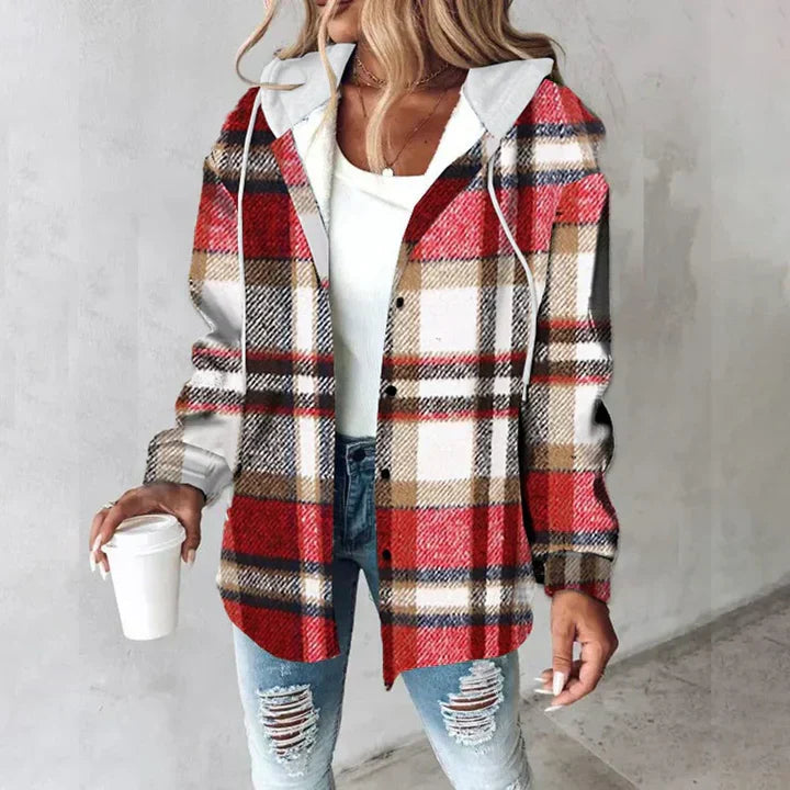 Artemisia | Women's Plaid Hooded Long Cardigan