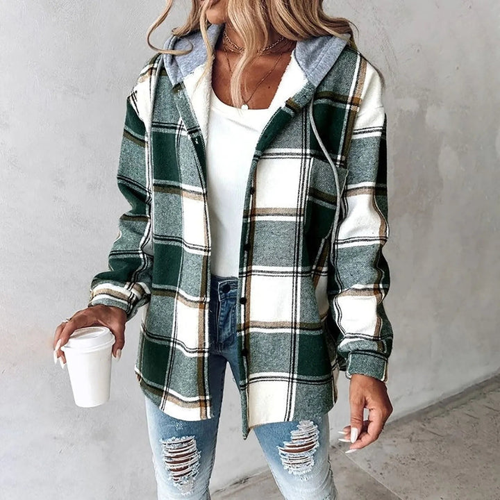 Artemisia | Women's Plaid Hooded Long Cardigan