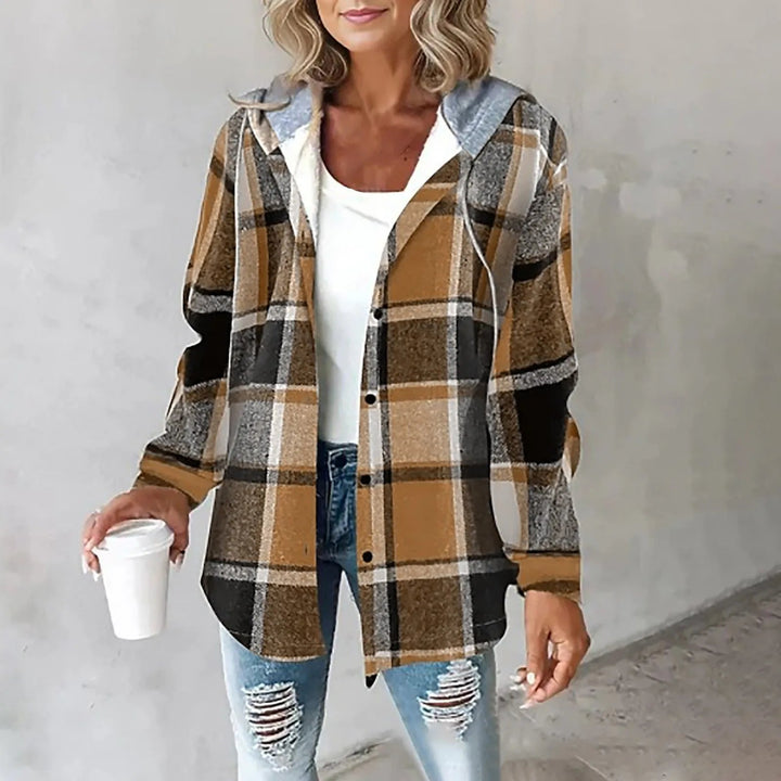 Artemisia | Women's Plaid Hooded Long Cardigan