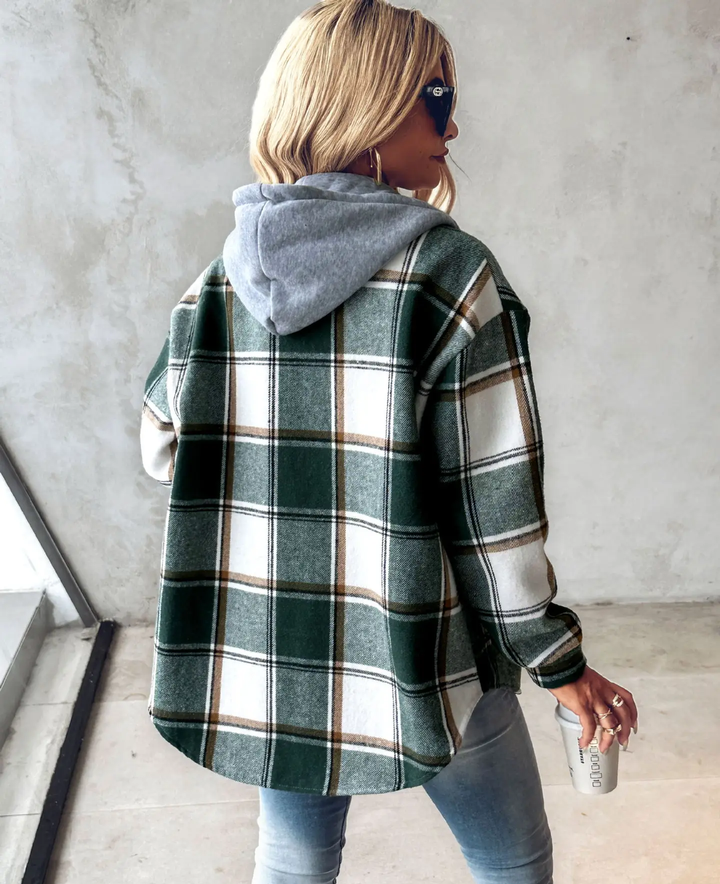 Artemisia | Women's Plaid Hooded Long Cardigan