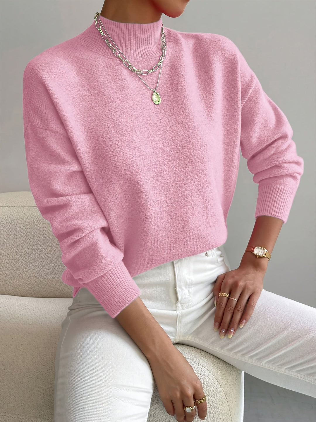 Camille | Women's Mock Neck Long Sleeve Sweater