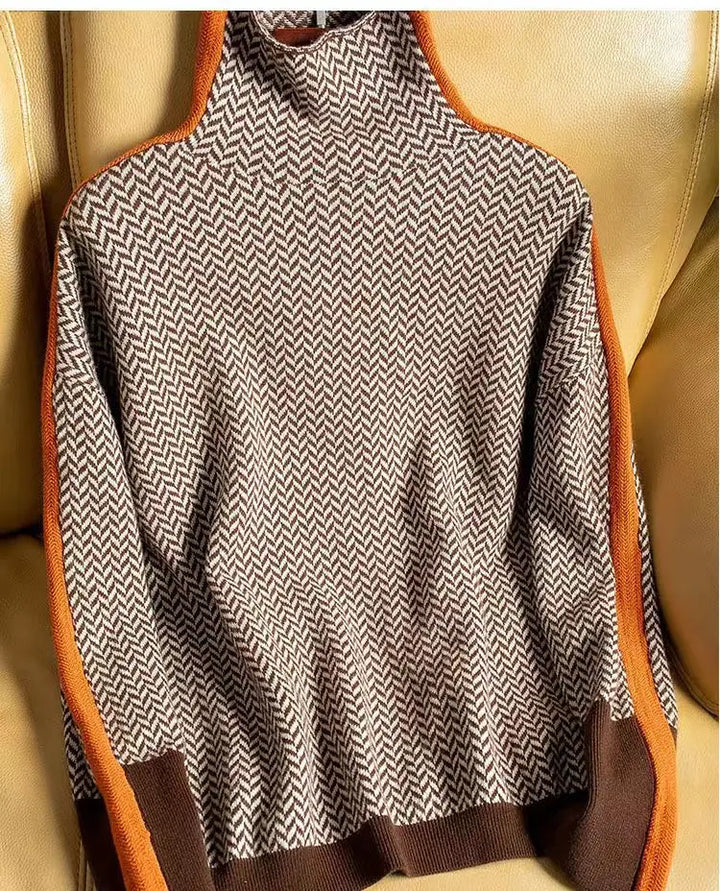 Cassia | Women's Herringbone Turtleneck Sweater