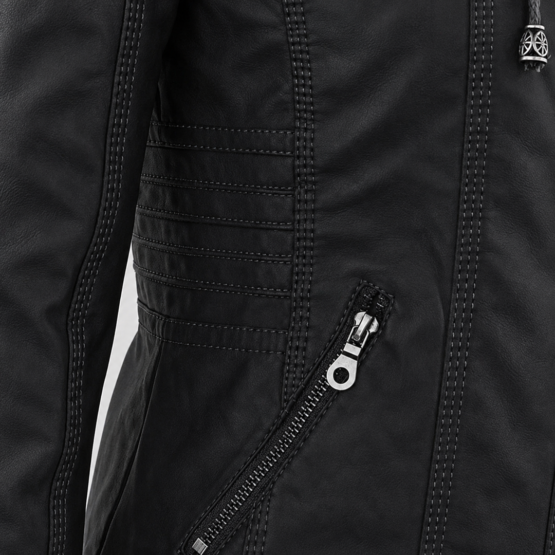 Diane | Hooded Leather Jacket