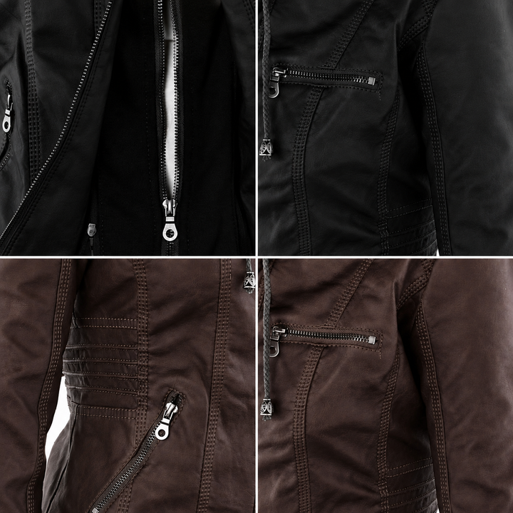 Diane | Hooded Leather Jacket