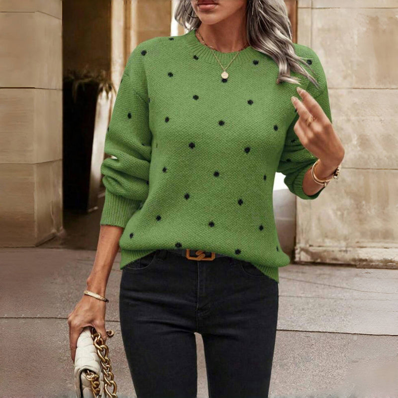 Iris | Women's Polka Dot Long Sleeve Pullover Sweater