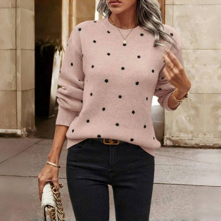 Iris | Women's Polka Dot Long Sleeve Pullover Sweater