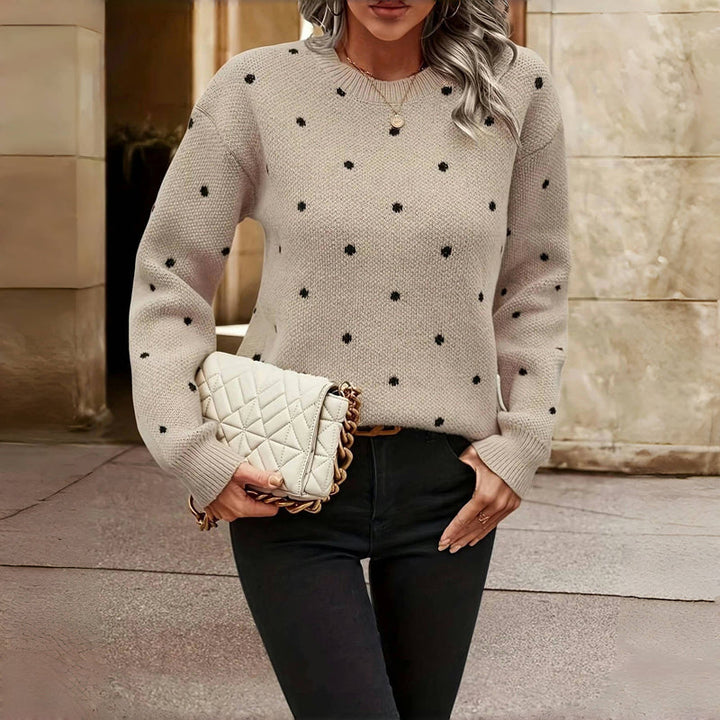 Iris | Women's Polka Dot Long Sleeve Pullover Sweater