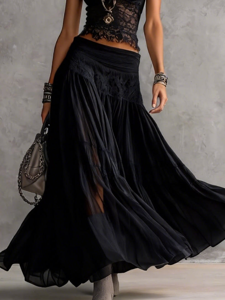 Zorina | Lacy Set with Pleated Maxi Skirt